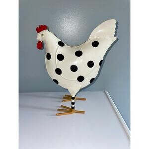 Mackenzie Childs Dot Chicken farmhouse Decor White And Black IRON Metal Art